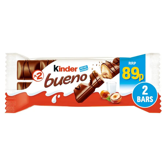 Kinder Bueno Milk Chocolate & Hazelnut Twin Bars 43g